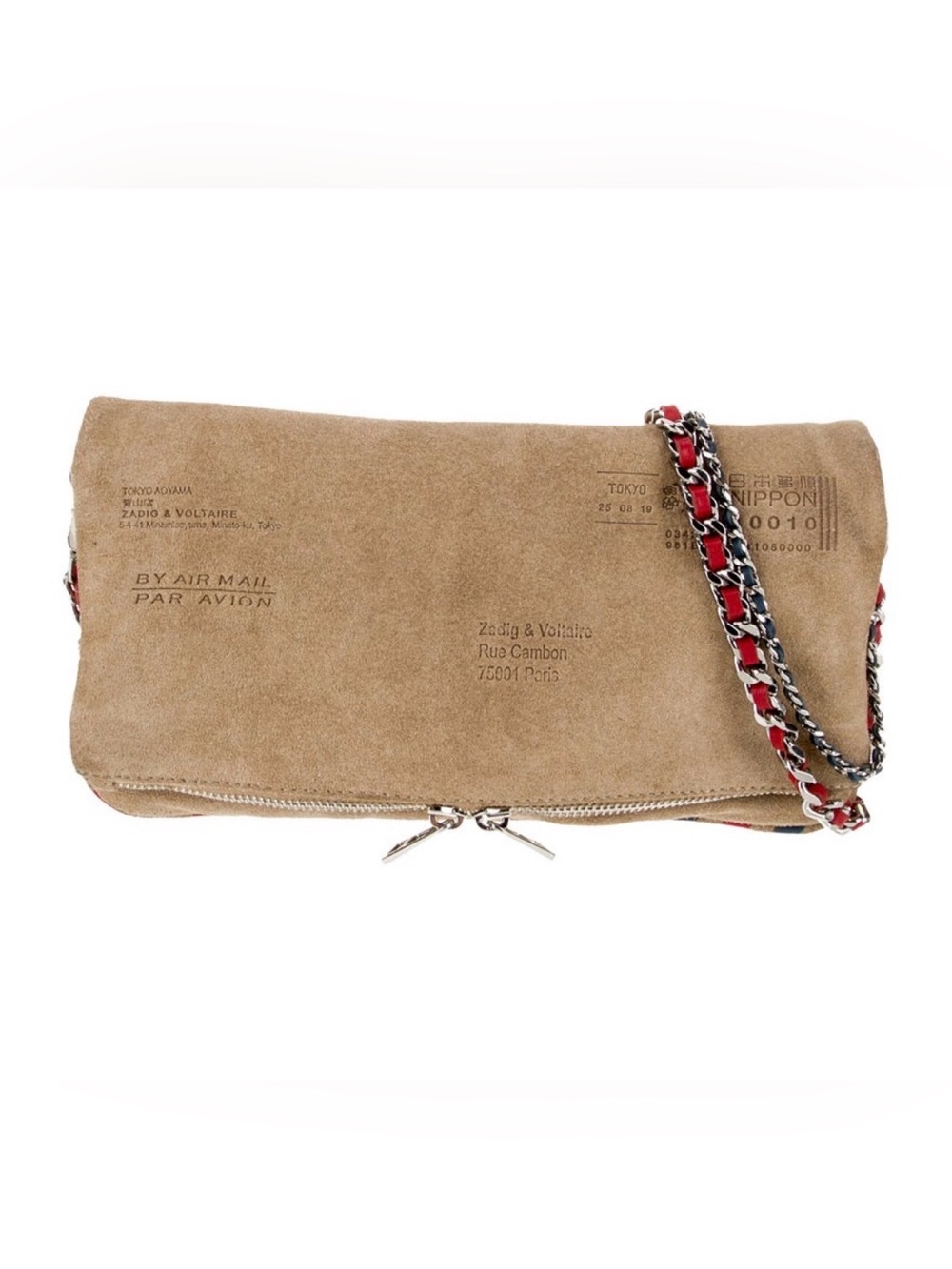 RARE - Zadig & Voltaire Tan Suede Envelope Foldover Bag - EUC